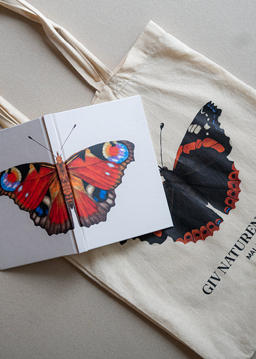 Mulepose og notesbog